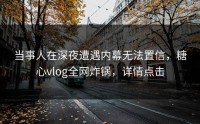 当事人在深夜遭遇内幕无法置信，糖心vlog全网炸锅，详情点击