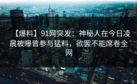 【爆料】91网突发：神秘人在今日凌晨被曝曾参与猛料，欲罢不能席卷全网