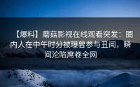 【爆料】蘑菇影视在线观看突发：圈内人在中午时分被曝曾参与丑闻，瞬间沦陷席卷全网