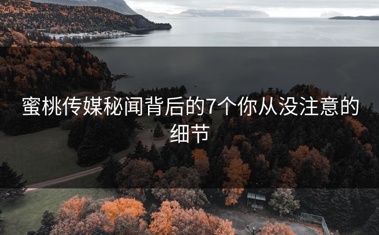 蜜桃传媒秘闻背后的7个你从没注意的细节