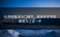 91视频看清冷门细节，原来前面铺垫都是为了这一步