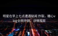 明星在早上七点遭遇秘闻 炸裂，糖心vlog全网炸锅，详情围观