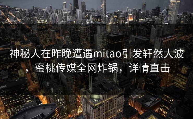神秘人在昨晚遭遇mitao引发轩然大波,蜜桃传媒全网炸锅,详情直击 神秘人在昨晚遭遇mitao引发轩然大波,蜜桃传媒全网炸锅,详情直击